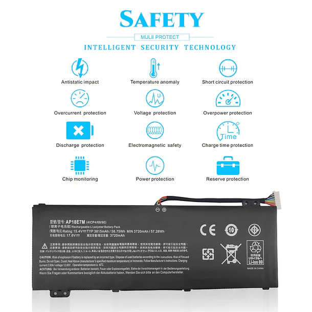 Batería de Repuesto AP18E7M para acer Predator Helios 300 PH315-52 PH315-53 PH317-53 Predator Triton 300 3