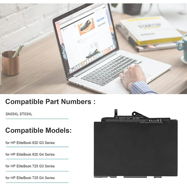 Batería de Repuesto ST03XL para HP EliteBook 820 G3 G4 Series 725 G3 725 G4 - TAUPO 2