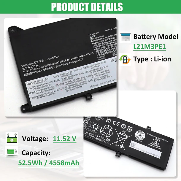 Batería de Repuesto L21M3PE1 para Lenovo IdeaPad Flex 5 14ALC7 14IAU7 16ALC7 16IAU7 Series SB11F38037 - RHKRKQN 2