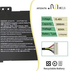 Batería de Repuesto AP20A7N para Acer Predator Triton 300 SE PT314-51s - MULS
