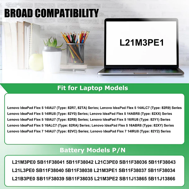 Batería de Repuesto L21M3PE1 para Lenovo IdeaPad Flex 5 14ALC7 14IAU7 16ALC7 16IAU7 Series SB11F38037 - RHKRKQN 3
