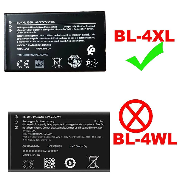 Batería de Repuesto BL-4XL para No kia 6300 4G/8000 TA-1324 BL-4XL 1ICP5/44/66 - Powerforlaptop 3