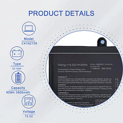 Batería de Repuesto C41N2109 para ASUS Rog Flow X16 GV601RW GV601RE GV601VI GV601RM Strix G16