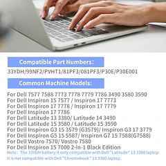 Batería de Repuesto 33YDH para Dell Inspiron17 7000 7778 7779 7773 7786 15 7577 3579 - KingSener