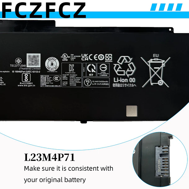 Batería de Repuesto L23M4P71 para Lenovo ThinkPad T16 Gen 3 21MN 21MQ / ThinkPad P16s - FCZFCZ 5