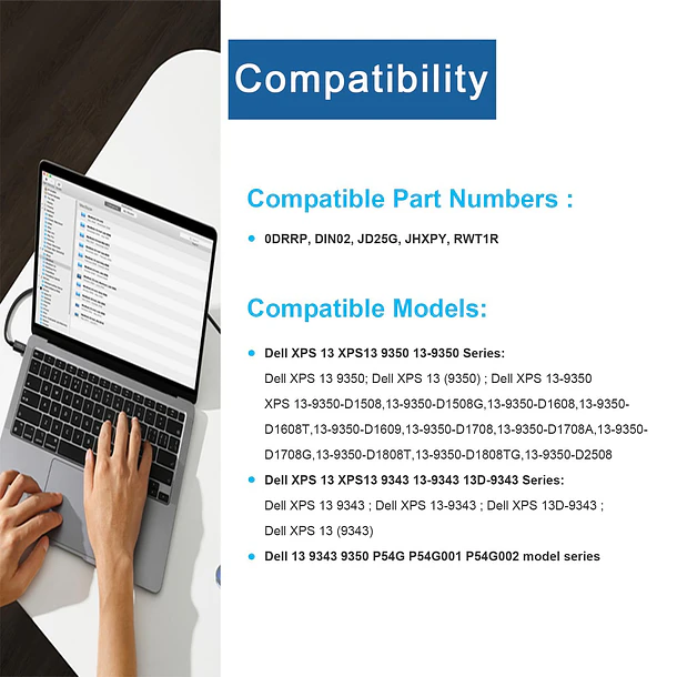 Batería de Repuesto JD25G para Dell XPS 13 XPS 13 9343 9350 XPS13D-9343-1708 13D-9343-3708 13-9350-D1508G - BND 4