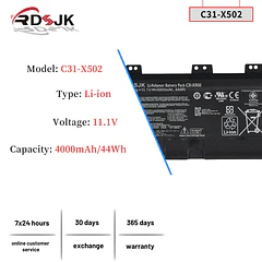 Batería de Repuesto C41N1531 para Asus X502 X502C X502CA S500 S500C S500CA S500CA-D51T S500CA-CJ005H P500CA - RDSJ