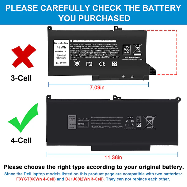 Batería de Repuesto E7280 para Dell Latitude 12 7000 7280 7290 13 7380 7390 P29S002 - TREE.NB 3