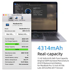Batería de Repuesto A1706 A1819 Battery Replacement para MacBook Pro 13 Inch Touch Bar (Late 2016 Mid 2017) - JGTM