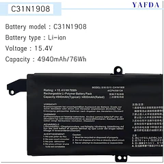 Batería de Repuesto C41N1908 para Asus ROG Zephyrus G14 GA401II GA401IV GA401IH GA401IU GA401IV GA401IV-BR9N6 - Yafda