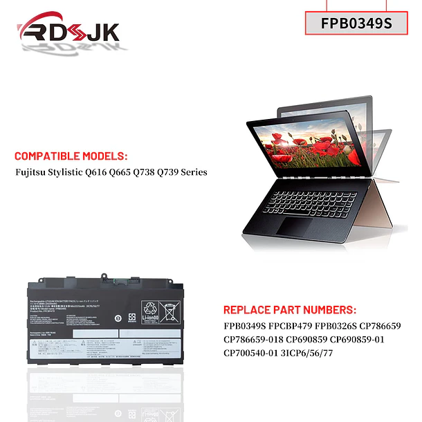 Batería de Repuesto B31N1429 para Fujitsu Stylistic Q616 Q665 Q738 Q739 Series CP690859-01 CP700540-01 CP786659-018 - RDSJ 3