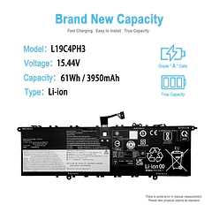 Batería de Repuesto L19D4PH3 para Lenovo Ideapad Yoga Slim 7 Pro Series Notebook L19C4PH3 L19M4PH3 - TAICROWNE