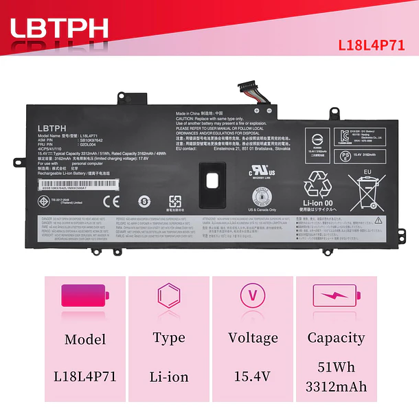 Batería de Repuesto L18L4P71 para LENOVO THINKPAD X1 CARBON 7TH GEN 14 4th Generation - LBTECH 2