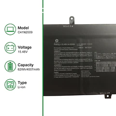 Batería de Repuesto C41N2009 para Asus Rog Flow X13 GV301 GV301QC GV301QE GV301QH GV301RA GV301RC - JIAZIJIA