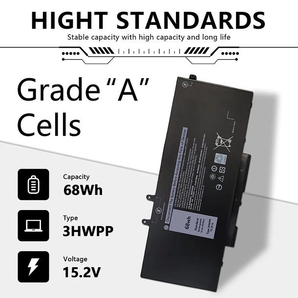 Batería de Repuesto 3HWPP para Dell Latitude 5401 5410 5501 5510 5411 5511 Precision 3541 - Mercobat 3