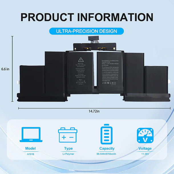 Batería de Repuesto F3YGT para MacBook Pro 15 Inch Retina A1398 (Late 2013, Mid 2014, - Bituoer 2