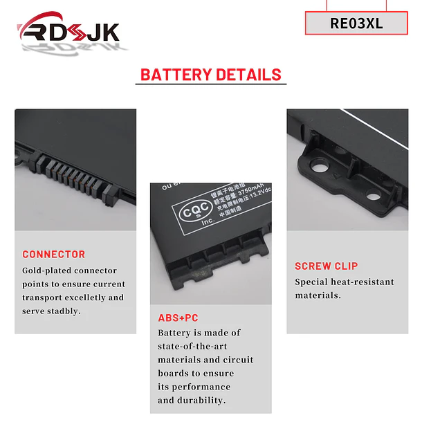 Batería de Repuesto RR03XL para HP ProBook 430 440 445 450 455R G6 430 440 5