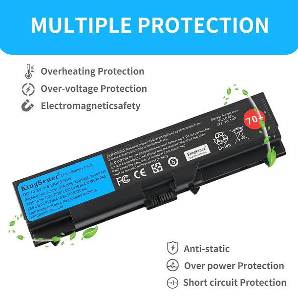 Batería de Repuesto T430 para ThinkPad T430 T530 W530 – 45N1001 10.8V - KingSener 3