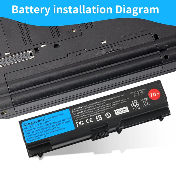 Batería de Repuesto T430 para ThinkPad T430 T530 W530 – 45N1001 10.8V - KingSener 4