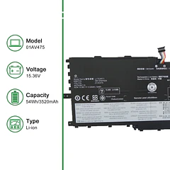 Batería de Repuesto 01AV475 para Lenovo ThinkPad X1 Yoga 3rd Gen 2018 Series L17M4P71 SB10K97623 - JIAZIJIA