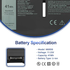 Batería de Repuesto M69D0 para Dell Latitude 5430/5530 & Precision 3570 Series