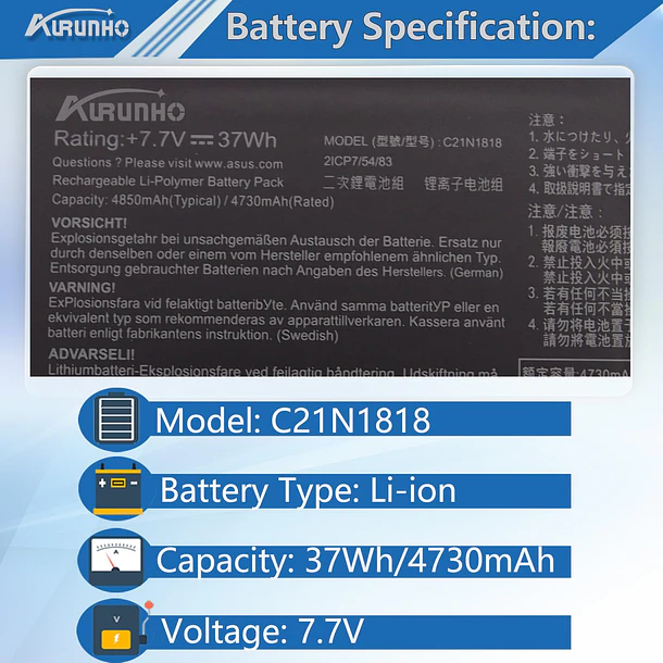 Batería de Repuesto JPFMR para Asus VivoBook 14 X412 X412D X412DA X412DK X412F X412FA X412FJ - AURUNHO 2