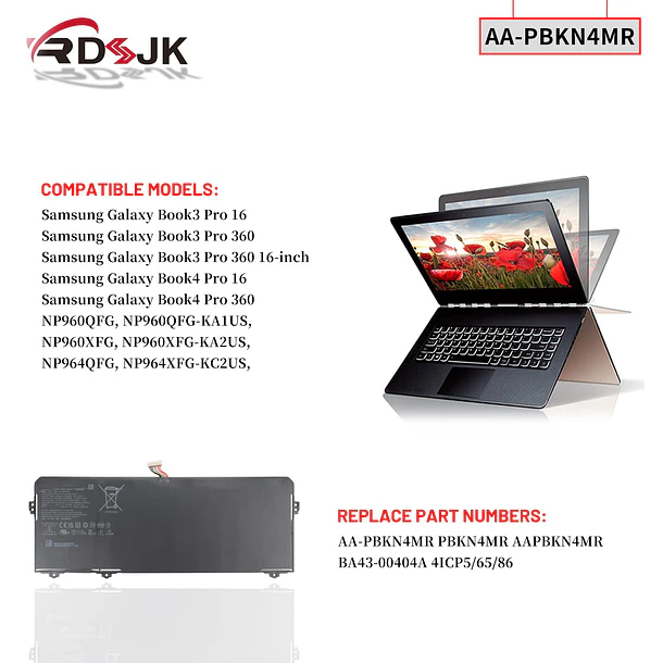 Batería de Repuesto AA-PBZN8NP para Samsung Galaxy Book3 Book4 Pro 360 Book 3 PRO NP960QFG - RDSJ 3