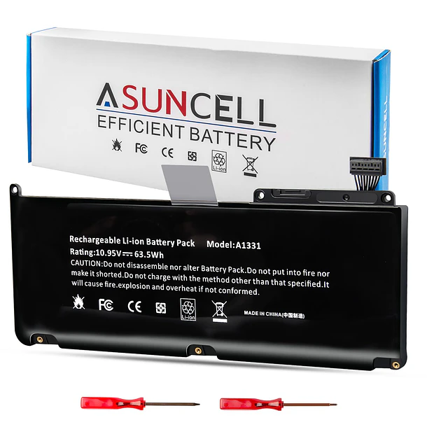 Batería de Repuesto A1331 para Apple MacBook Unibody fits 661-5391 020-6582-A MC233LL/A MC207LL/A MC516LL/A - ASUNCELL 1