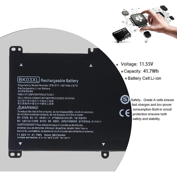 Batería de Repuesto BK03XL para HP Pavilion X360 14-BA 14M-BA Series - HFLRZZ 2