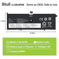 Batería de Repuesto C31N1636 para Lenovo Yoga C940-14IIL Yoga C940 14 SP/A Series L18C4PH0 5B10T11585 - Bituli