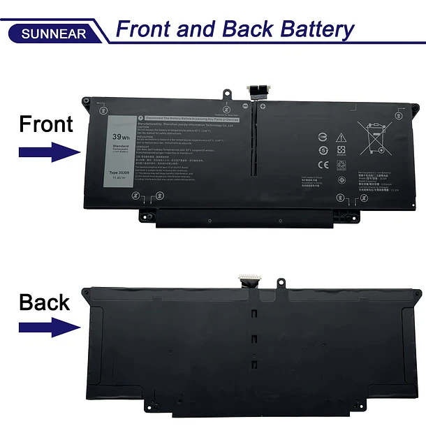 Batería de Repuesto 35J09 para Dell Latitude 7310 7410 Series Notebook Y7HR3 4V5X2 HRGYV WY9MP - SUNNEAR 3