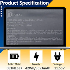 Batería de Repuesto JPFMR para ASUS VivoBook 15 X510UR X510UQ X510UF X510UA X510QR X510QA S501UR - TAVZENL