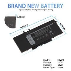 Batería de Repuesto SB10K97582 para Dell Latitude 5401 5410 5411 5501 5510 5511, Precision 3541 - UCW