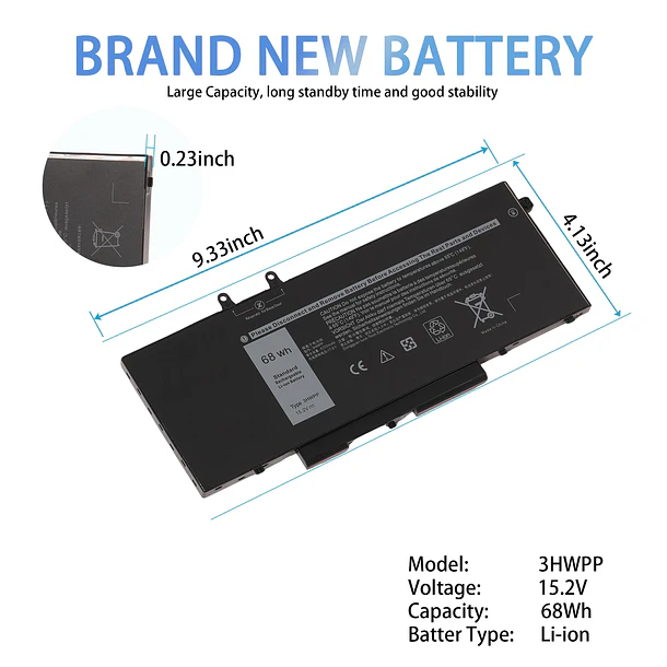 Batería de Repuesto SB10K97582 para Dell Latitude 5401 5410 5411 5501 5510 5511, Precision 3541 - UCW 2