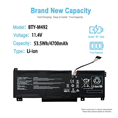 Batería de Repuesto BTY-M492 para MSI Pulse GL66 11UEK-016AU 11UDK-255VN 11UCK Katana GF66 GF76 11UC - TAICROWNE