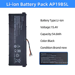 Batería de Repuesto AP19B5L para ACER Aspire 5 A515-56G-77WL A515-55 A515-43 A515-44 A514-54 Swift 3 - NBULBL