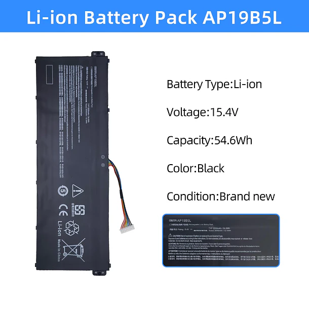 Batería de Repuesto AP19B5L para ACER Aspire 5 A515-56G-77WL A515-55 A515-43 A515-44 A514-54 Swift 3 - NBULBL 2
