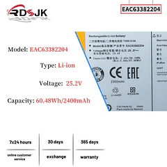 Batería de Repuesto EO04XL para LG Cord Zero A9, A9MAX A9M A9MULTI A958 A958SA A958SK,