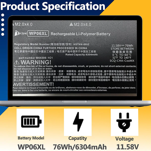 Batería de Repuesto JPFMR para Hp Elitebook 865 860 840 830 Series EliteBook 865 G9 - TAVZENL 2