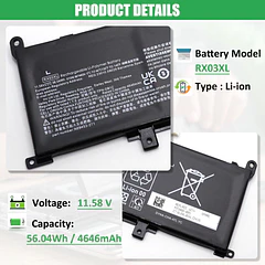 Batería de Repuesto RX03XL para HP EliteBook 640 G11 645 G11 630 G11 660 G11 - RHKRKQN