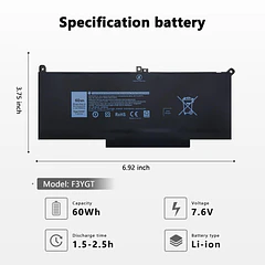 Batería de Repuesto LK03XL para Dell Latitude 7480 7390 7280 7290 7380 7490 E7280 E7480