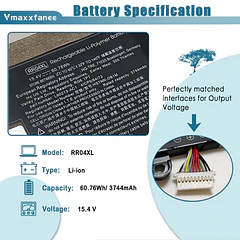 Batería de Repuesto RR04XL para HP Spectre X360 13 13-AW 13-AW0900 13-AW0000 13-AW0001LA 13-AW0023DX 13-AW0200ND - Vmaxxfanee
