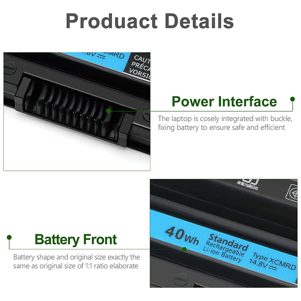 Batería de Repuesto PI06 para Dell Inspiron 14 15 3000 - Tinkon XCMRD 3