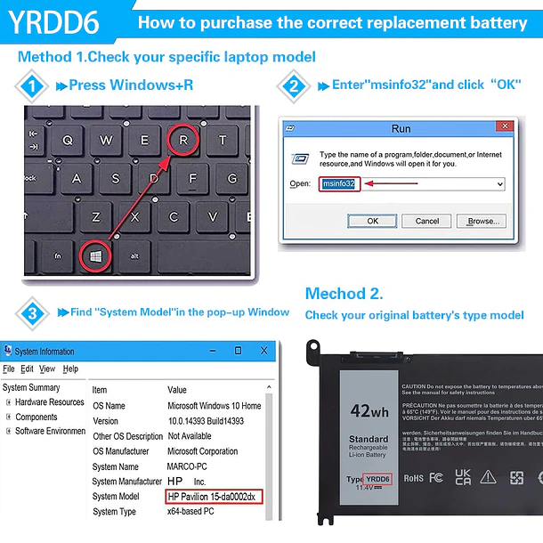 Batería de Repuesto YRDD6 para Dell inspiron 15 3583 3593 3582 3584 3501, inspiron 15 - HUAZHEN 2