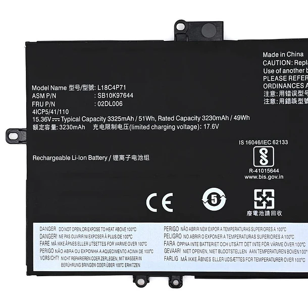 Batería de Repuesto L18C4P71 para Lenovo Thinkpad X1 Yoga 4th 5th Gen,X1 Carbon 7th 8th - 7xinbox 4