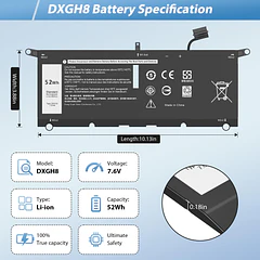 Batería de Repuesto DXGH8 para Dell XPS 13 9370 9380 I nspiron 13 7390 2-in-1 - COWOOGMZ