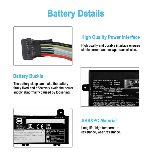 Batería de Repuesto L19C6P72 para Lenovo ThinkPad T15p gen1 gen2 gen3 ThinkPad P15V gen1 gen2 - TAICROWNE 4