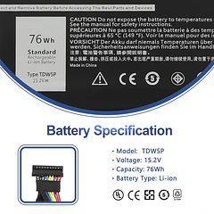 Batería de Repuesto TDW5P para Dell Alienware 13 R3 ALW13C D1738 - ANTIEE