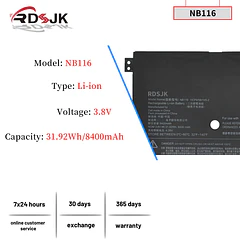 Batería de Repuesto NB116 para Lenovo IdeaPad 100S-11IBY 80R2 100S-80 R2 100S 80R2002HGE 80R2002JGE 80R2002KGE - RDSJ