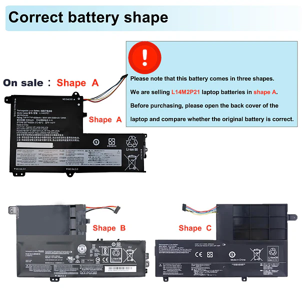 Batería de Repuesto L14M2P21 para Lenovo IdeaPad 330S-14AST 330S-14IKB 330S-15ARR 330S-15AST 330S-15IKB Series L14L2P21 5B10Q39203 - Lcenerga 2